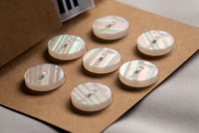 Iridescent Pearl Buttons on Kraft Card